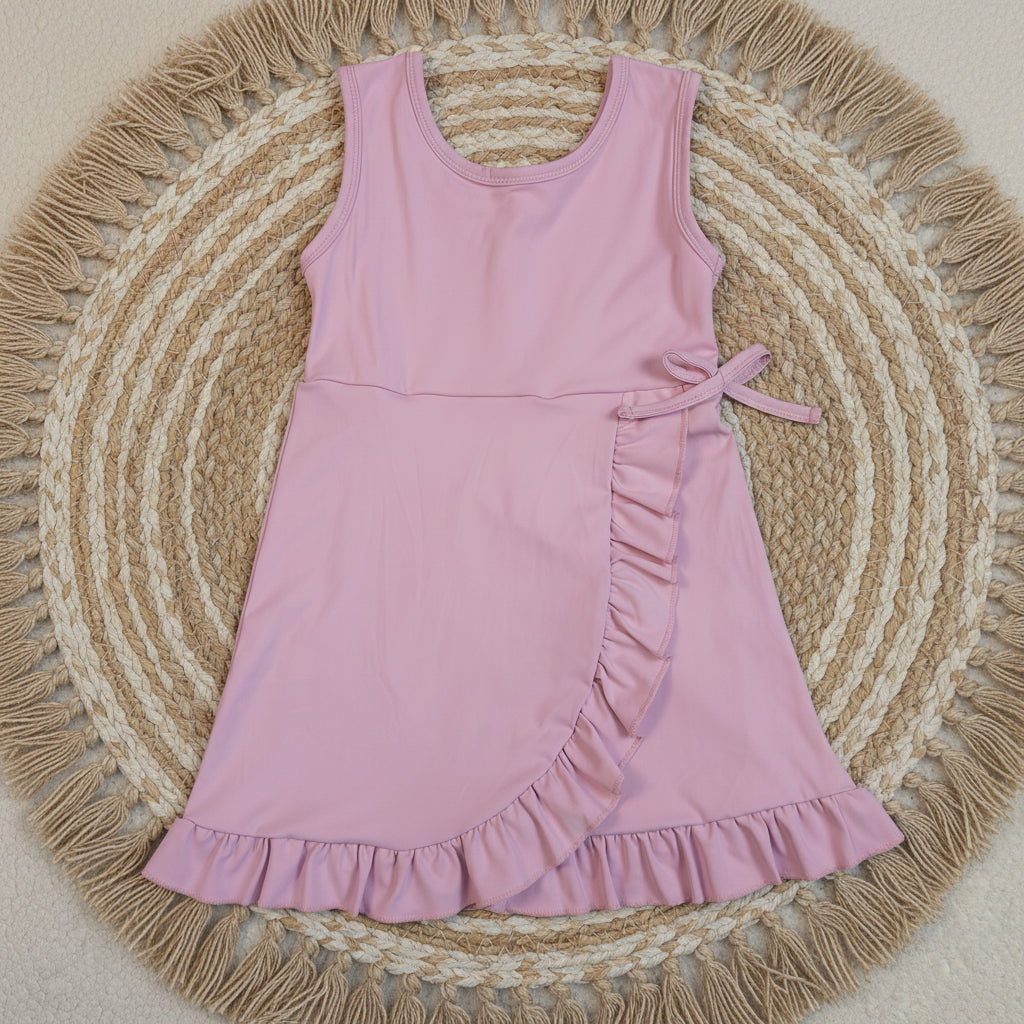 solid lavender ruffle athletic dress