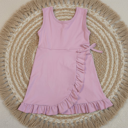 solid lavender ruffle athletic dress