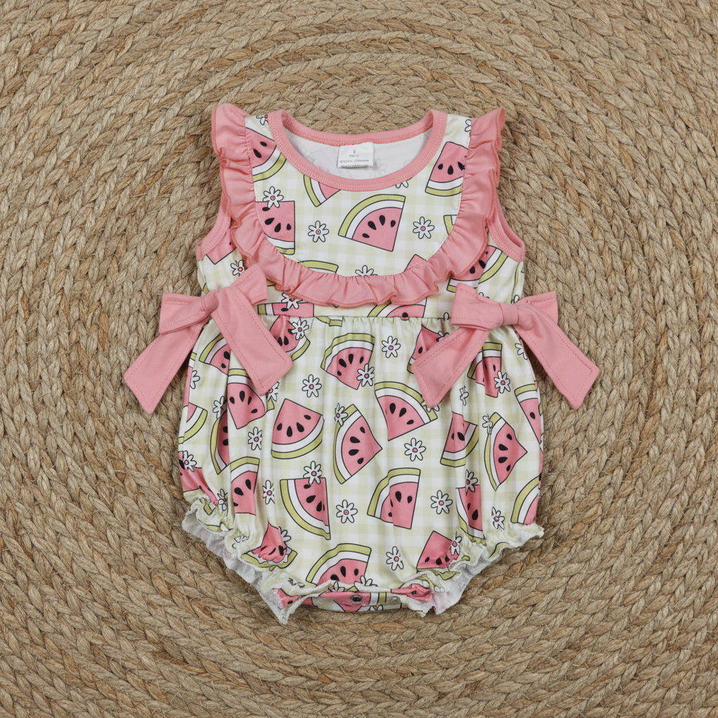 SR3920 pink watermelon bubble romper baby girl clothes