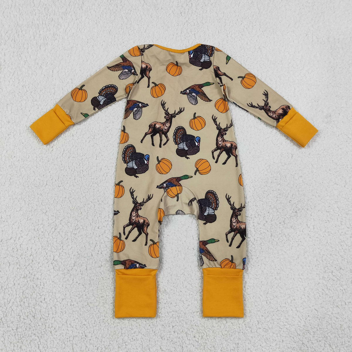 LR3251 deer duck pumpkin print boy zip sleeper