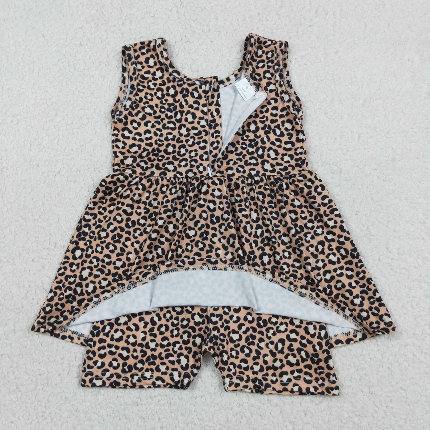 SR3070 sleeveless leopard playwear romper