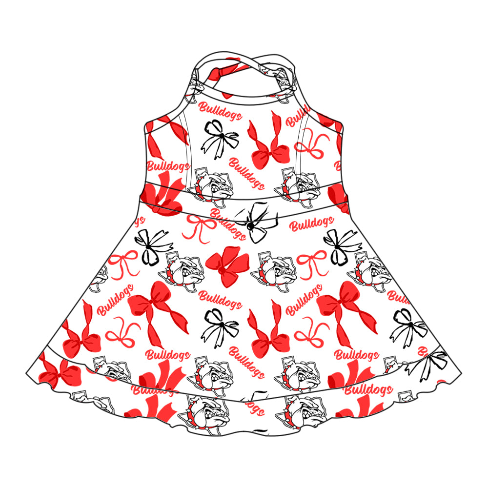 Custom  baby girls Bulldogs team dress    MOQ3  D 7.26