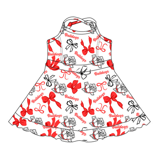 Custom baby girls Bulldogs team dress MOQ3 D 7.26