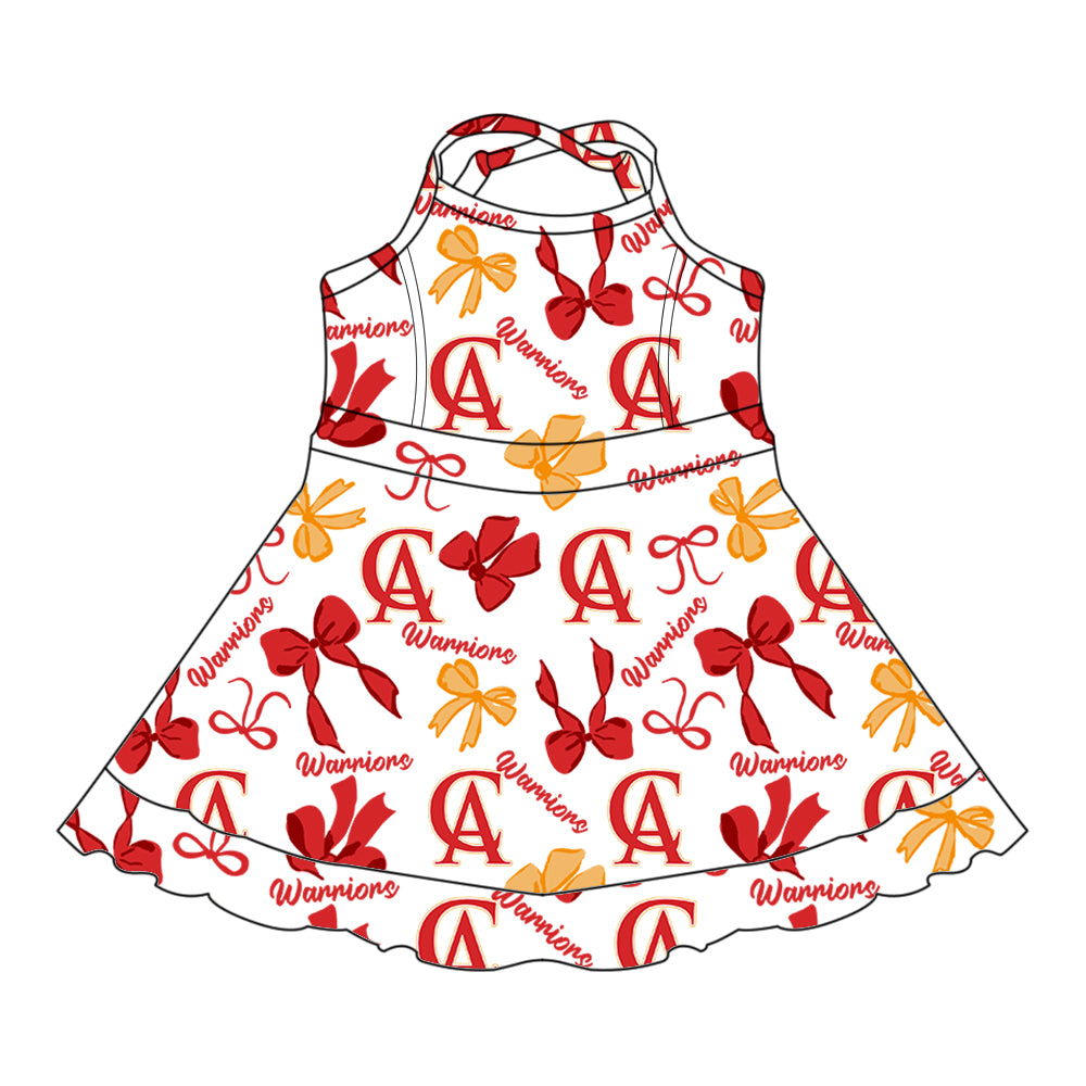 Custom  baby girls Warriors team dress    MOQ3  D 7.25