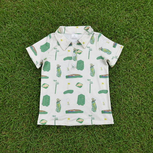 golf print polo t-shirt summer boys top
