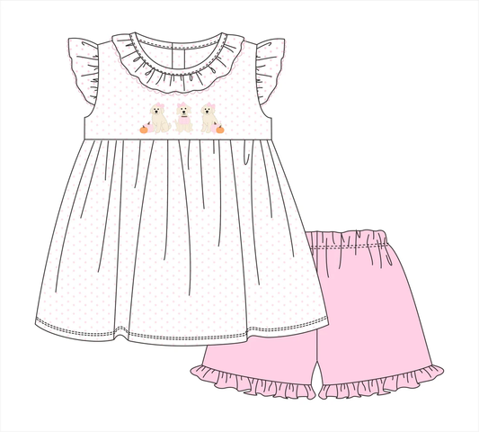 Custom order MOQ 3 Pumpkin Pups Girl Short Set
