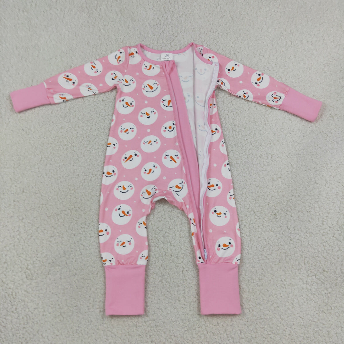 LR3165 pink snowman print girl sleeper PJ