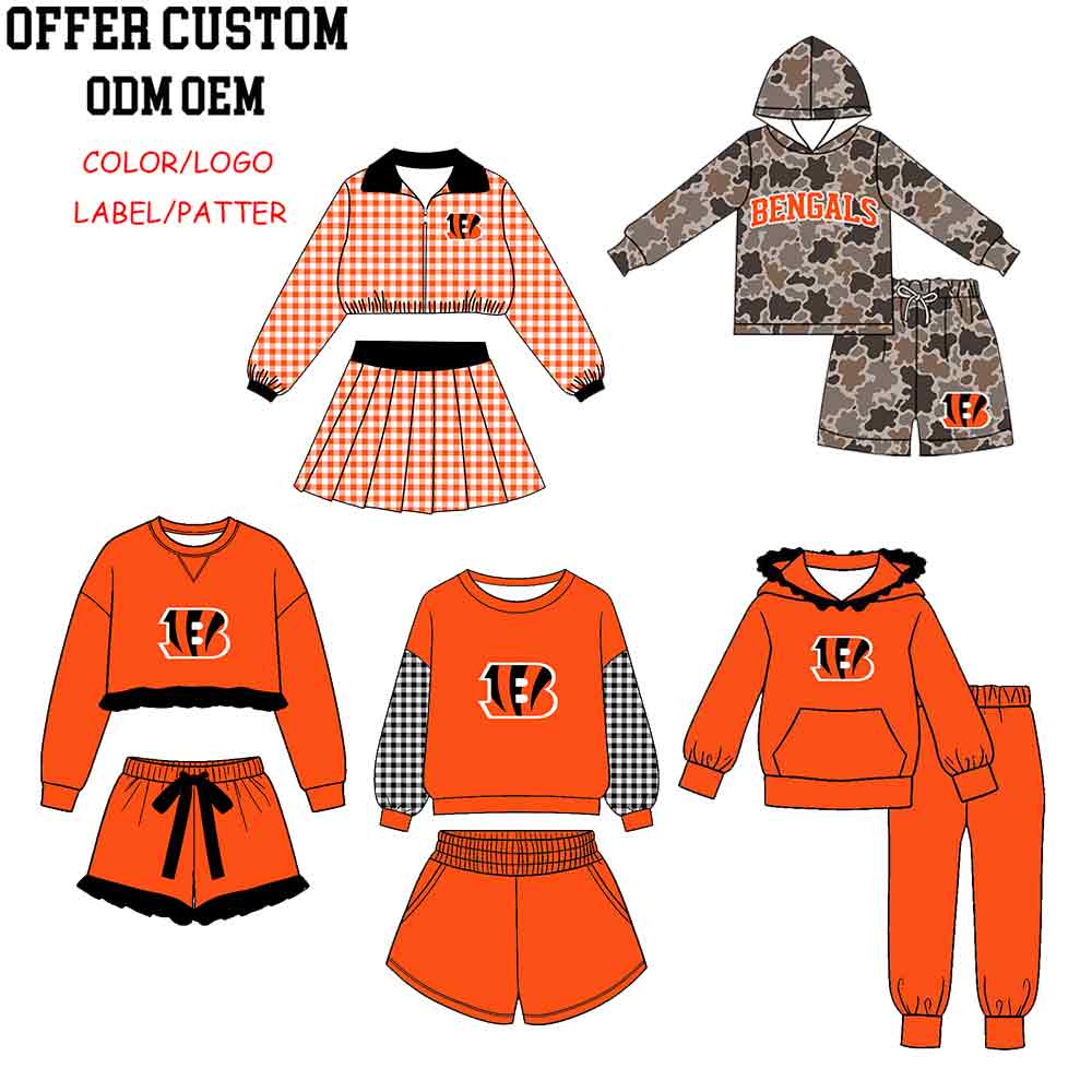 Custom order moq 5 orange tiger B team kids clothes