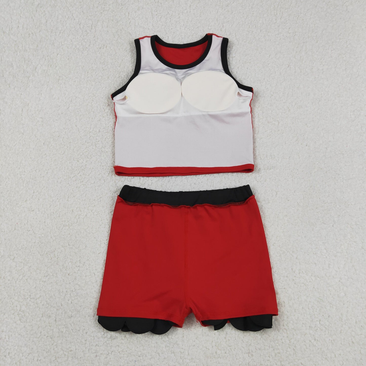 solid red black scallop athletic skort outfit girls clothes