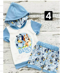 C1-2 blue dog hoodie shorts set