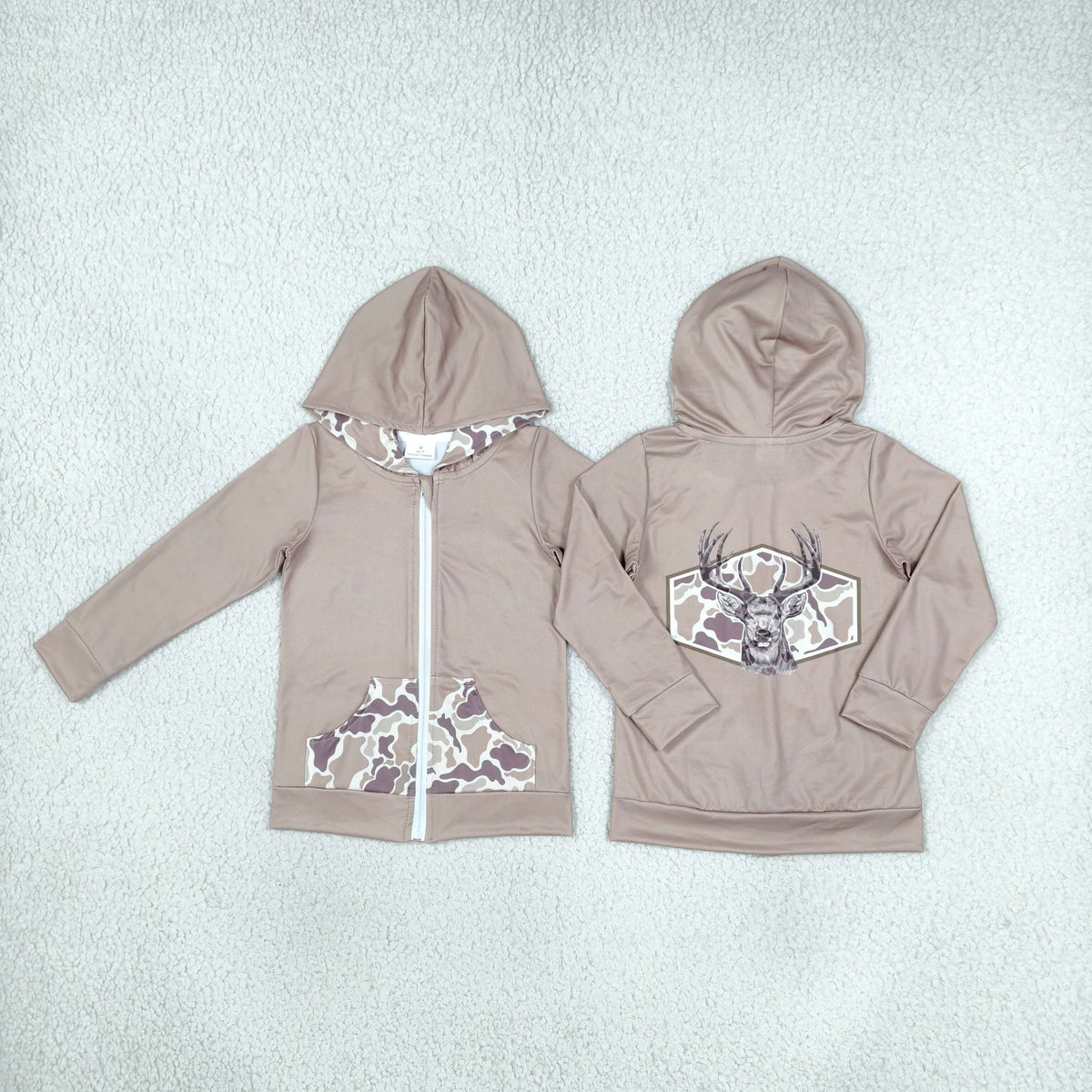 GT1144 hunting camo elk full zip hoodie kids coat