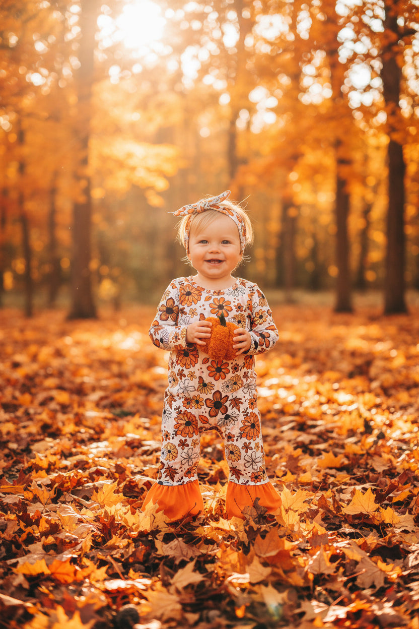 fall flower girl romper