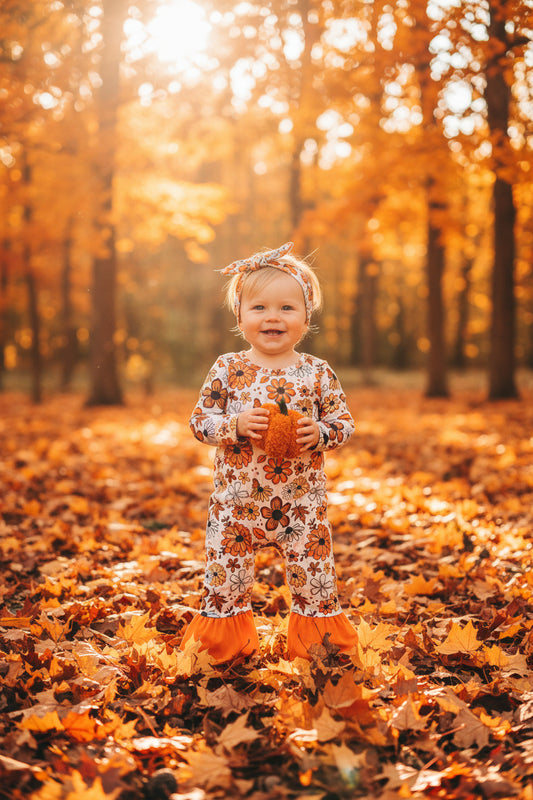 fall flower girl romper