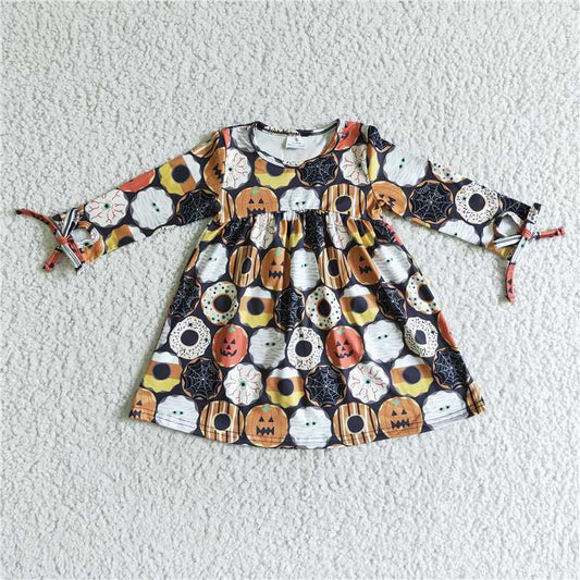 GLD0066 Halloween Pumpkin Donut Long Sleeve Dress D 7.26
