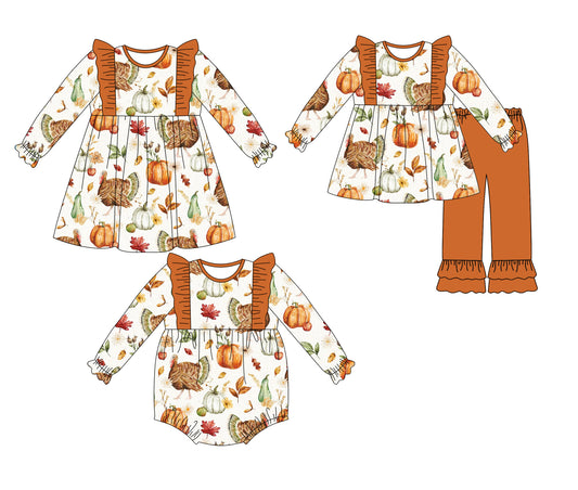 Custom match pumpkin  baby girls clothes   D 6.7