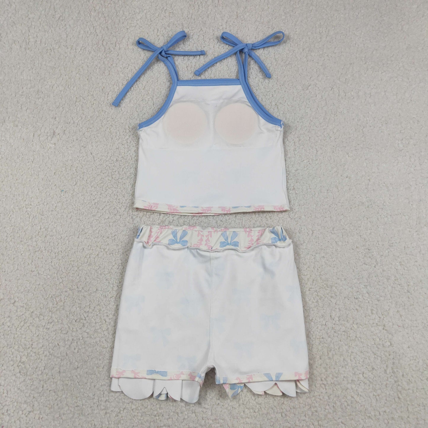 blue bow coquette scallop skorts set girl clothing