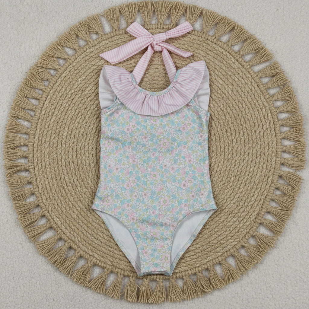 S0732 one pieces floral swimsuit for girl