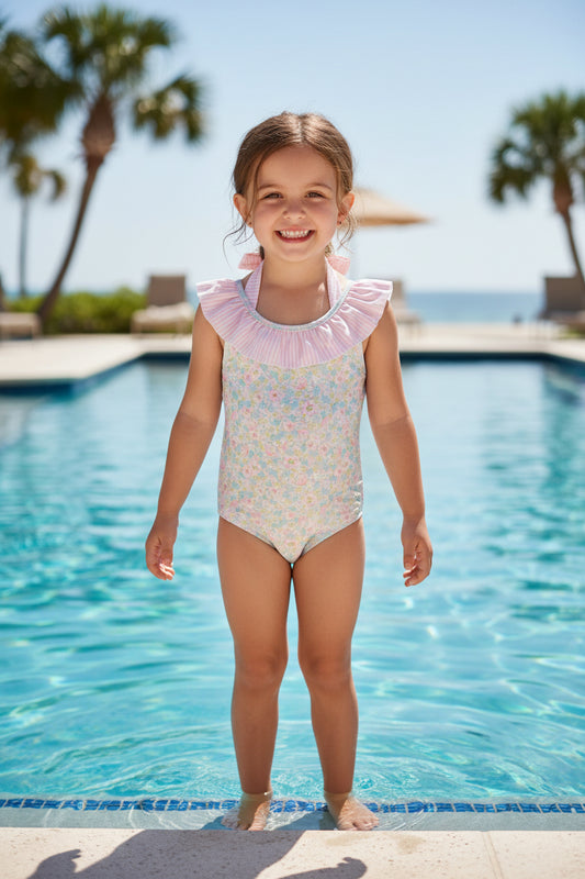 S0732 one pieces floral swimsuit for girl