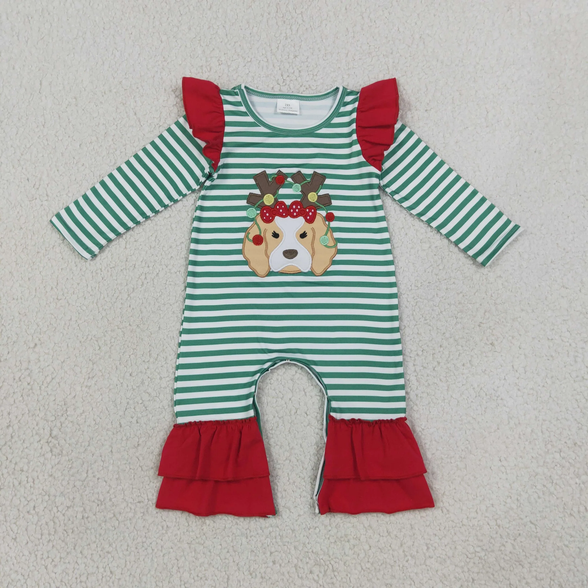 Sibling embroidery antlers bean dog kids clothing