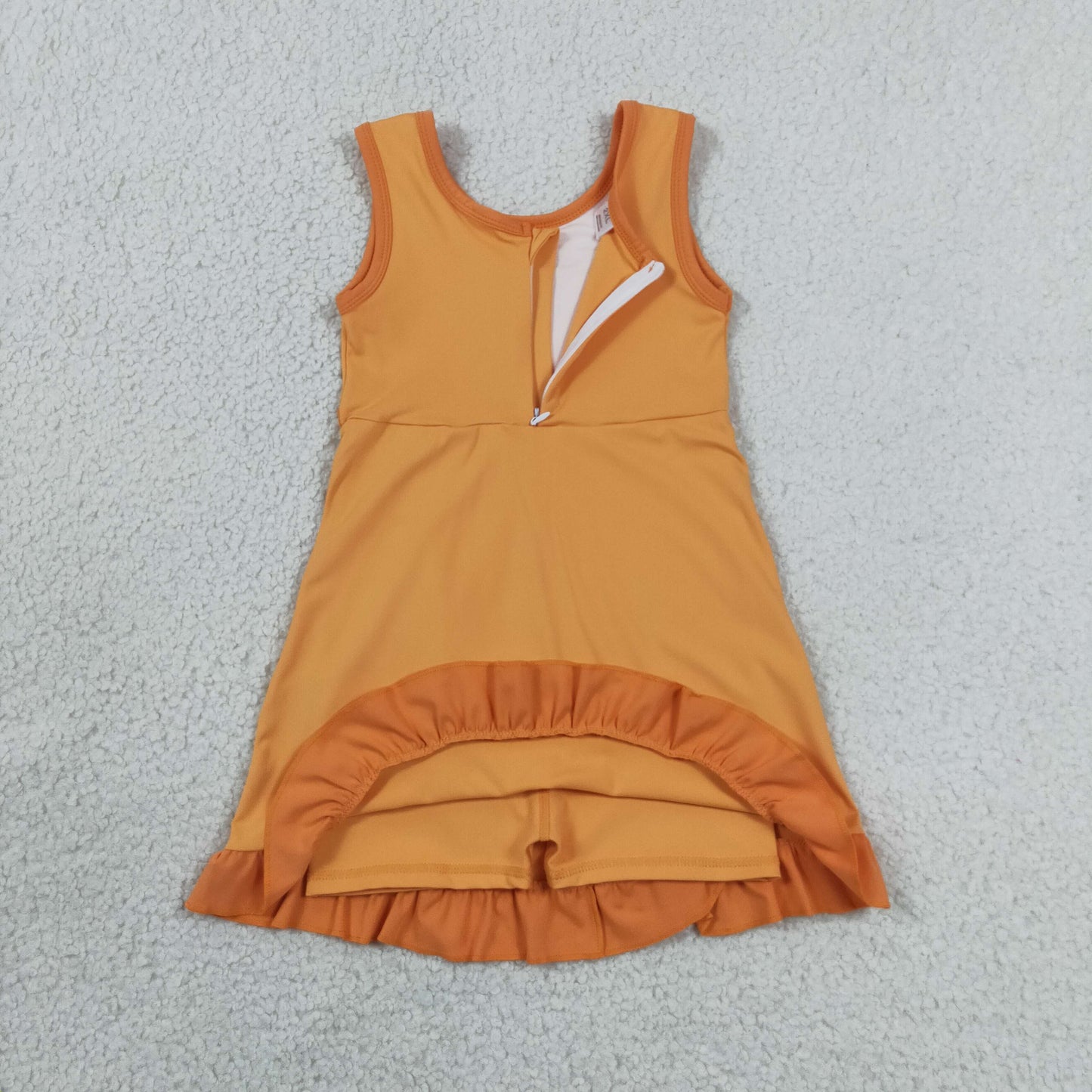 solid orange ruffle athletic dress