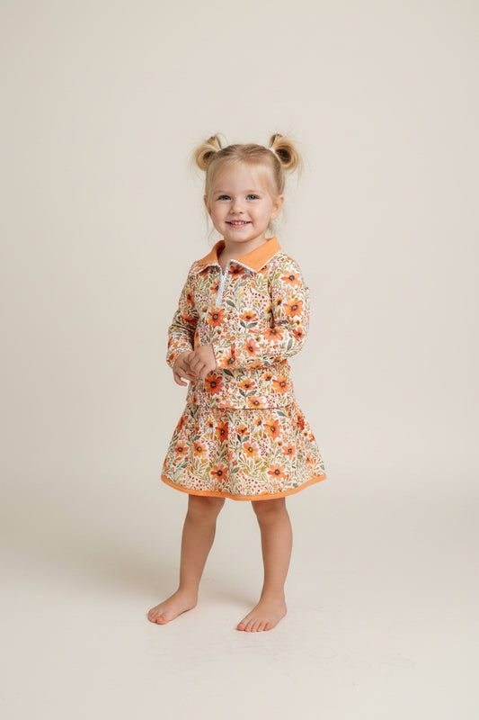 zipper long sleeve autumn flower athletic active skirts & skorts