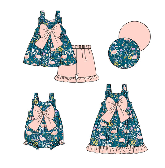 Custom match baby girls Flamingo dress set  D 3.25