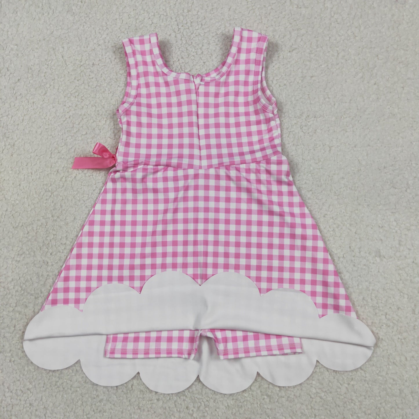 pink gingham scallop athletic dress