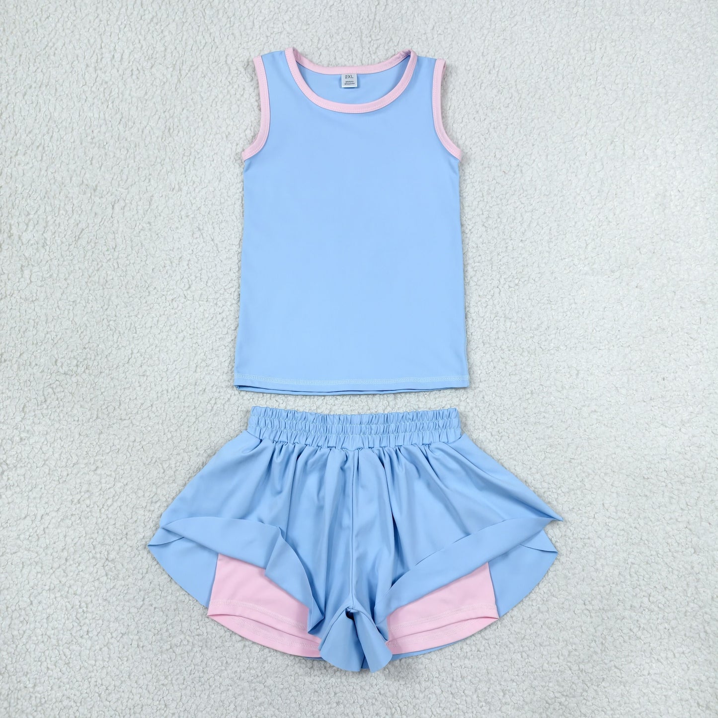 solid pink and blue athletic butterfly shorts set toddler girl clothing
