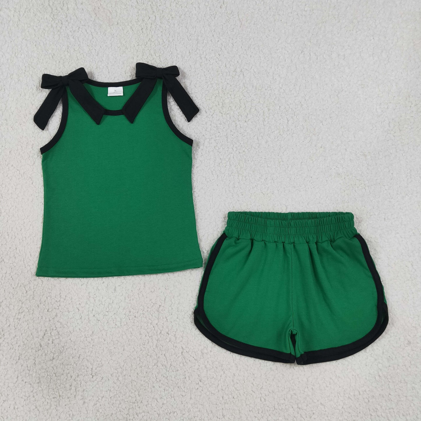 green black bow shorts set summer girl clothing