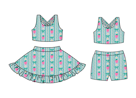 Custom match baby girls strawberry flowers dress set D 3.25