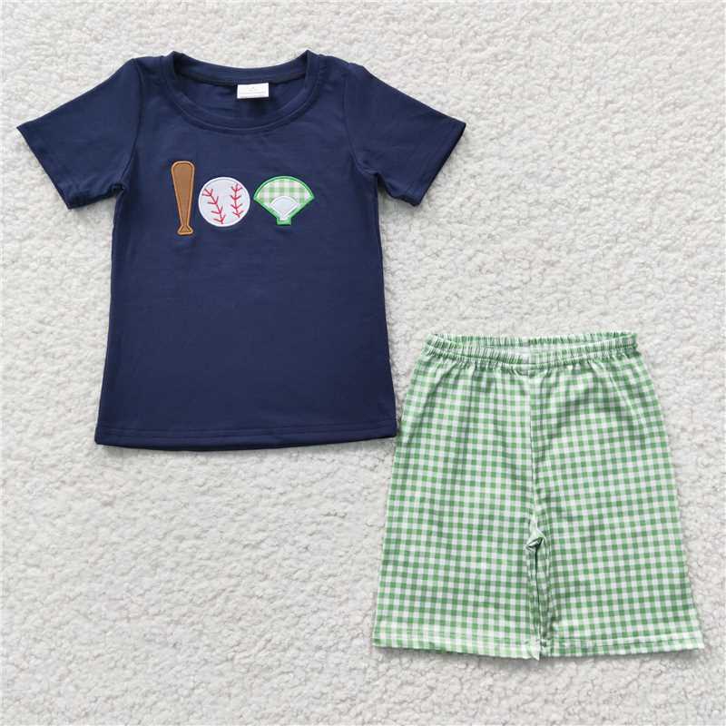 Match Boys Baby Girls Baseball Green Checkered Summer Outfits Suits D 3.27