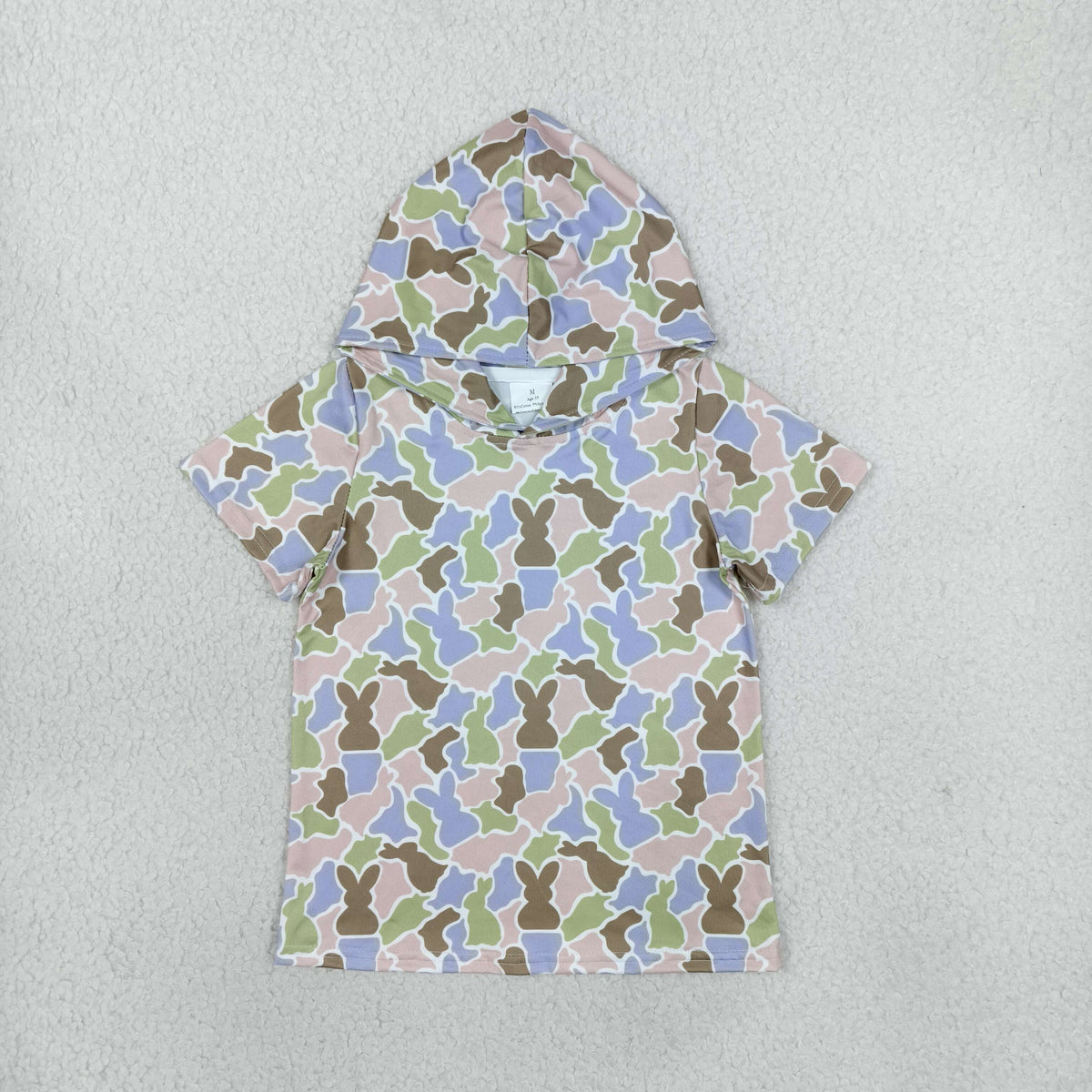 short sleeve camo bunny kids hoodie