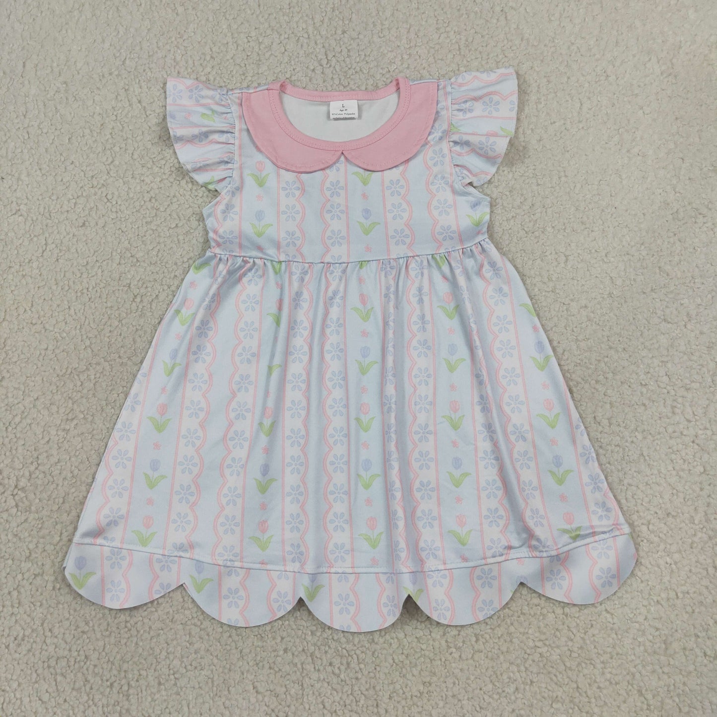 collared floral scallop dress