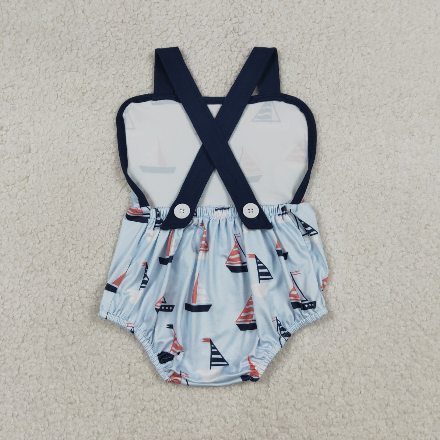 SR3945 4th of july sailboat strap bubble romper baby clothes