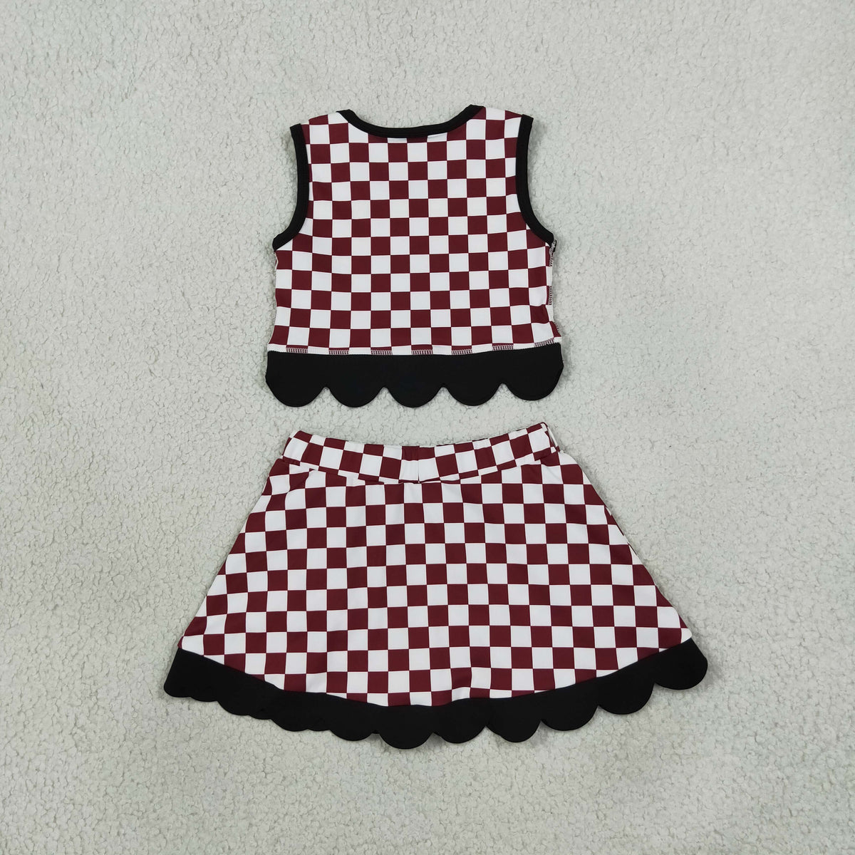 gamecock maroon check scallop athletic skort outfit girls clothing