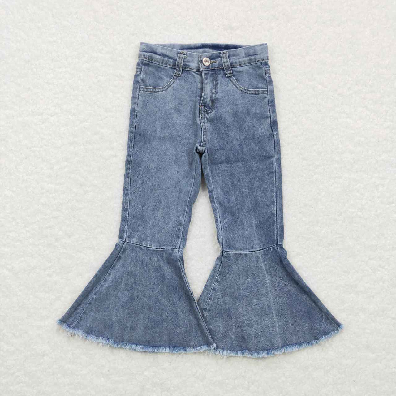 P0325 Light colored bell bottom denim trousers