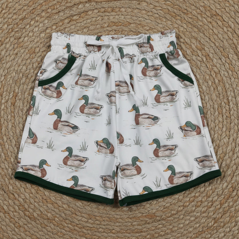 SS0673 duck print shorts with pocket