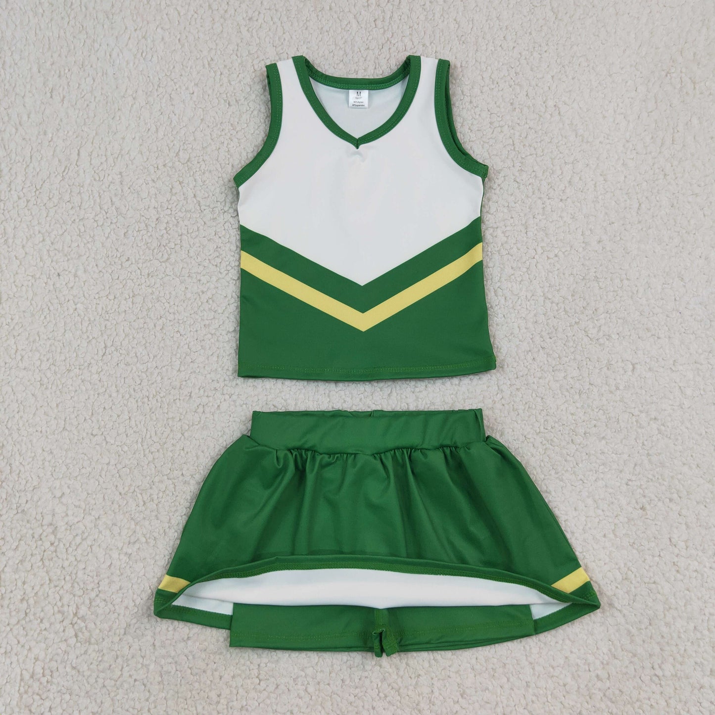 green yellow cheerleader athletic skort outfit girls clothes