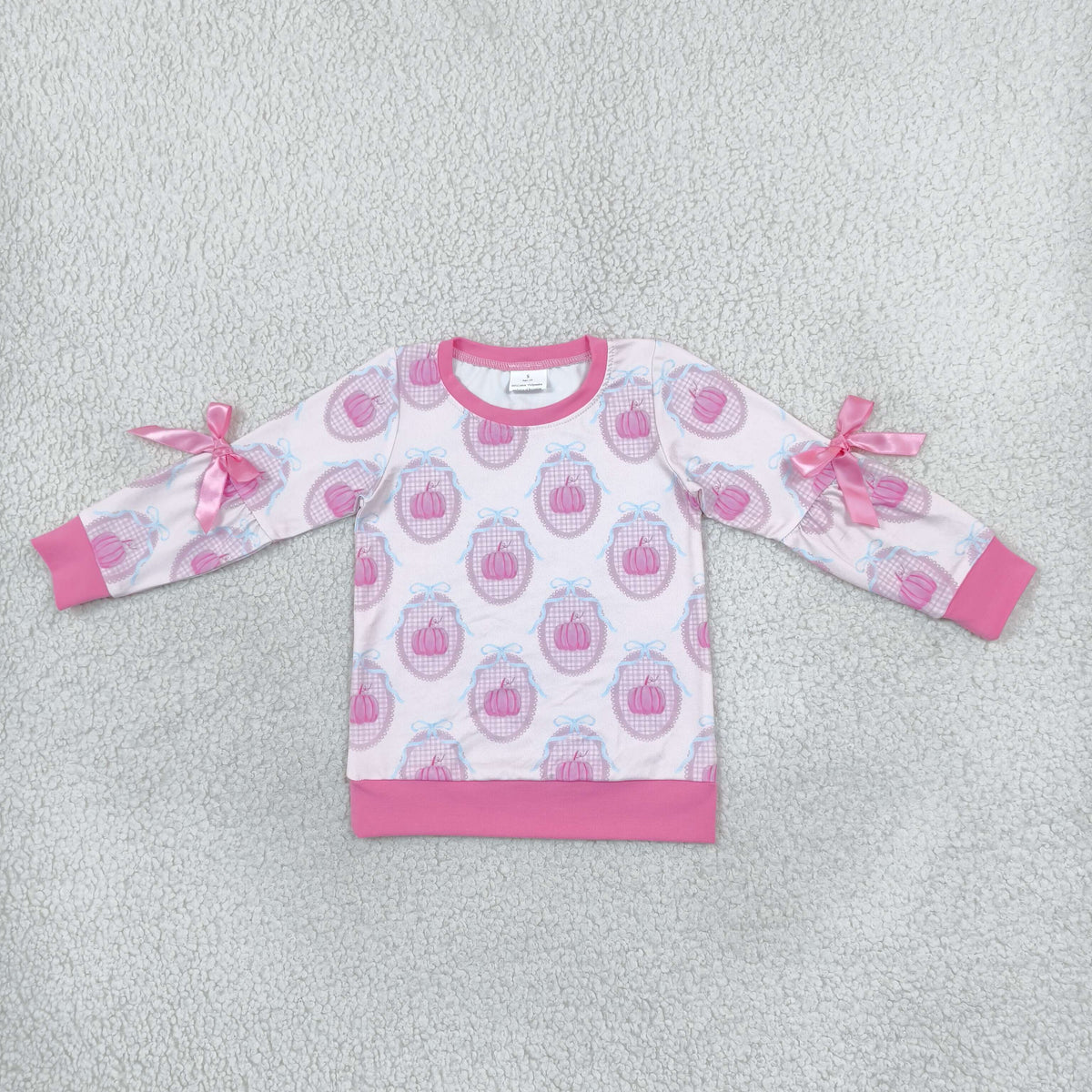 long sleeve pink pumpkin girls top