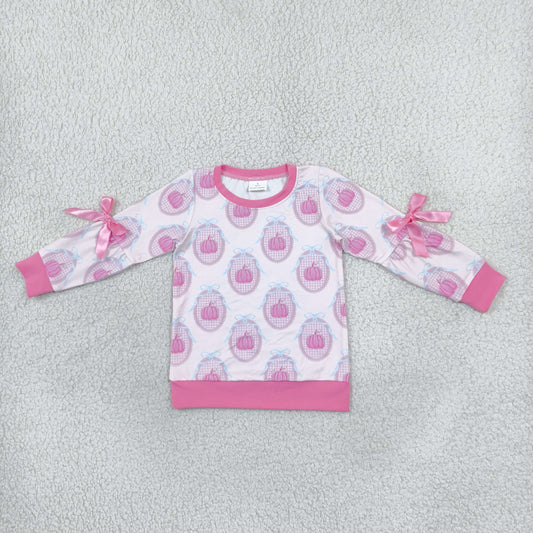 long sleeve pink pumpkin girls top