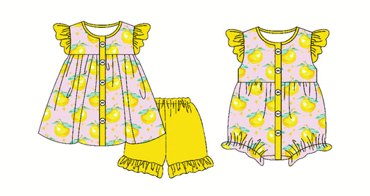 Custom baby girls lemon set rompers  D 3.25