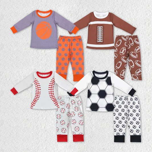 Match Baby Boys Balls Long Sleeve Top Pants Pajamas Jammies Clothes Sets D 3.27