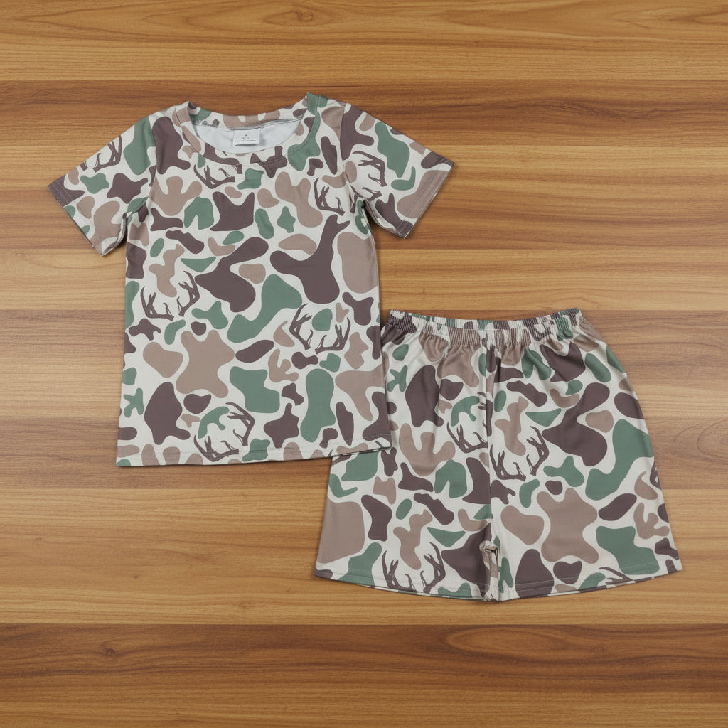 buck camo unisex child shorts set