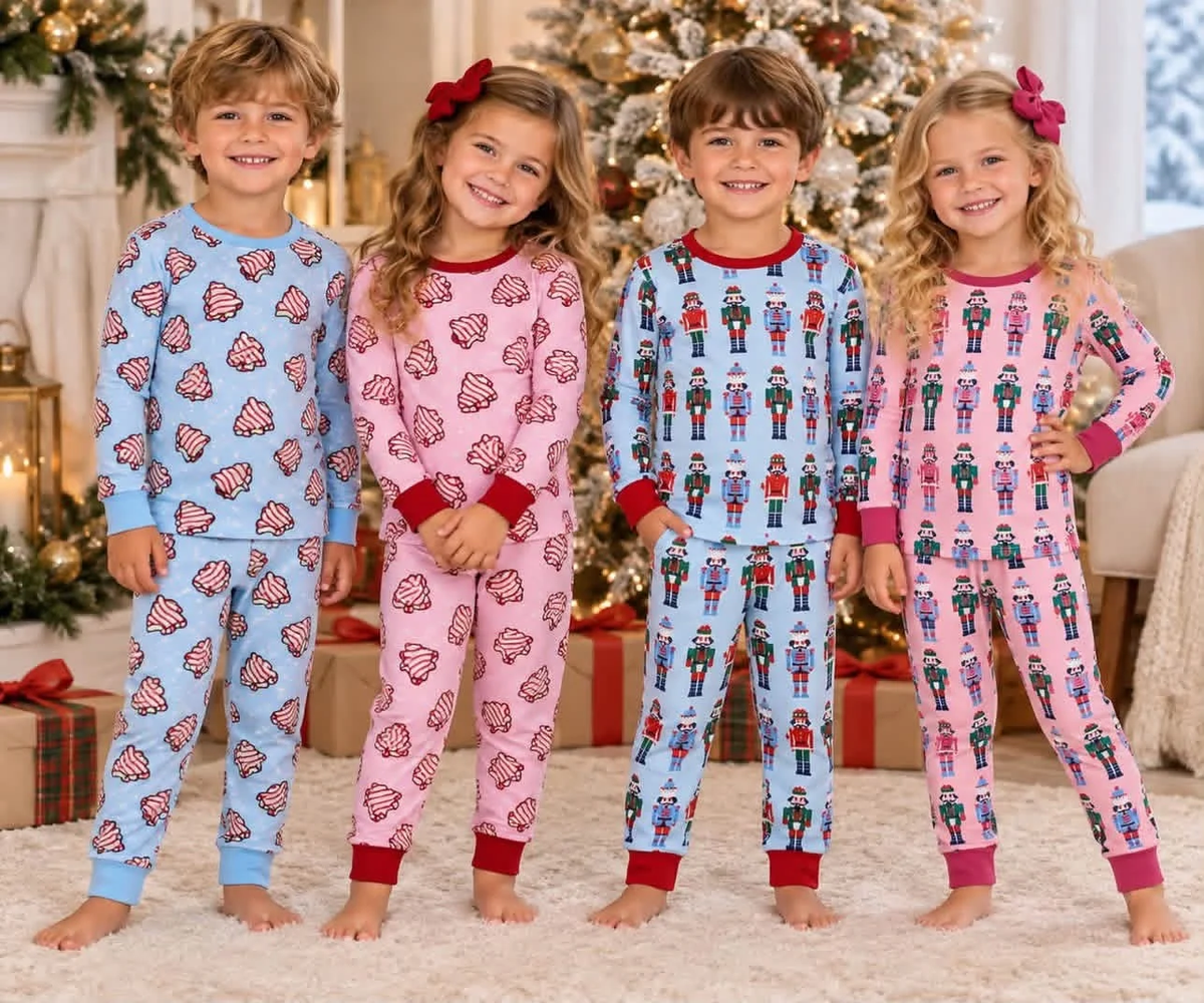 Matching kids christmas tree cake pjs