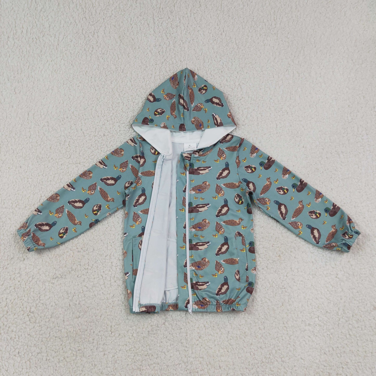 baby girl duck print full zipper jacket