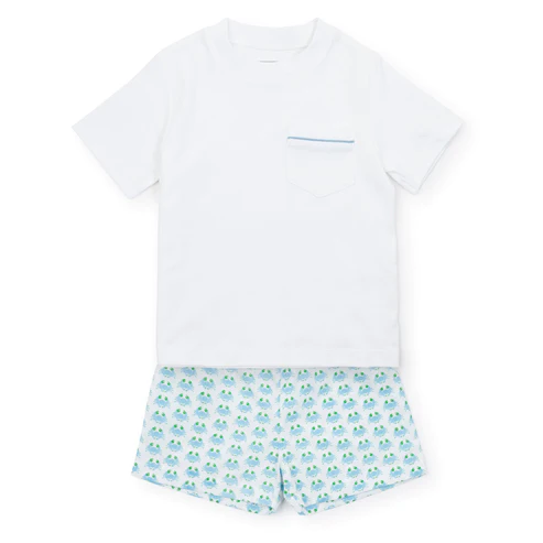 BSSO0797 White short sleeve crab shorts suit