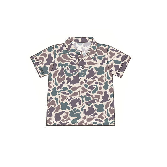 preorder BT0641 Brown-green camouflage light-colored short-sleeved top