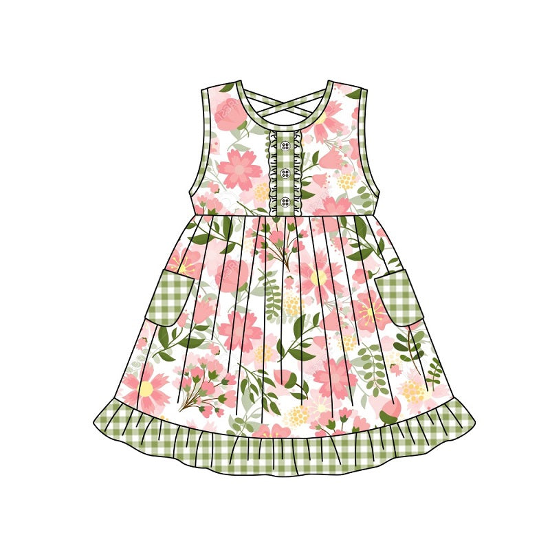 pre-order GSD1006 baby girls flower sleeveless dress