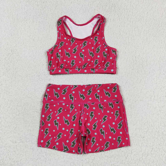 GSSO0903 Star Lightning Rose Red Sleeveless Shorts Set