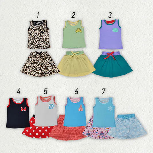 Match 7 Colors Baby Girls Princess Shirt Skorts Skirts Outfits D 4.9